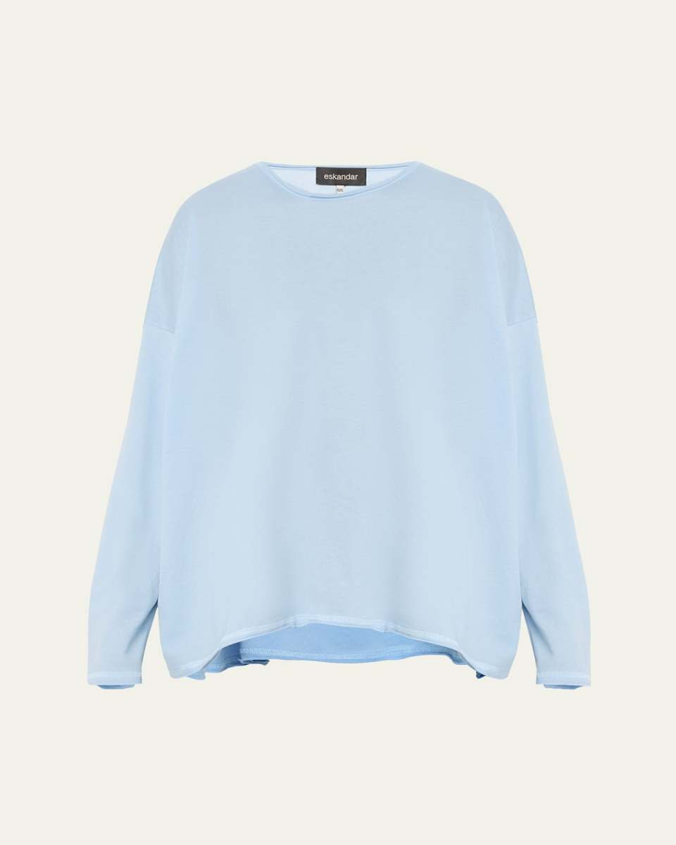 Long Sleeve Double Edge Scoop Neck Shirt (Mid Plus Length)