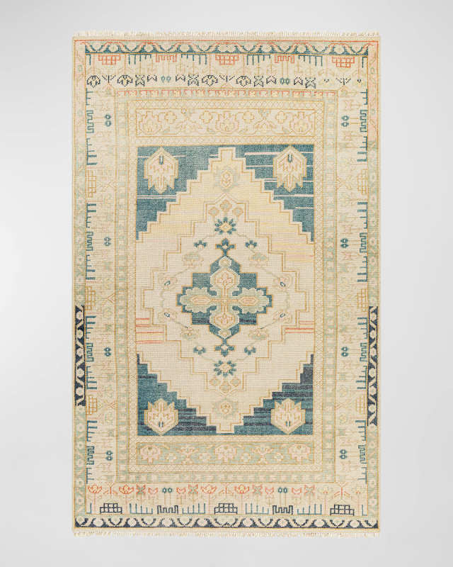 Anadolu Teal Hand-Knotted Rug, 6' x 9'