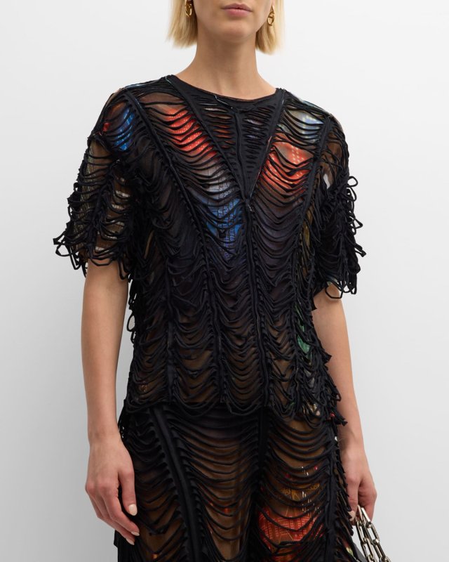 City-Print Slashed Oversized T-Shirt