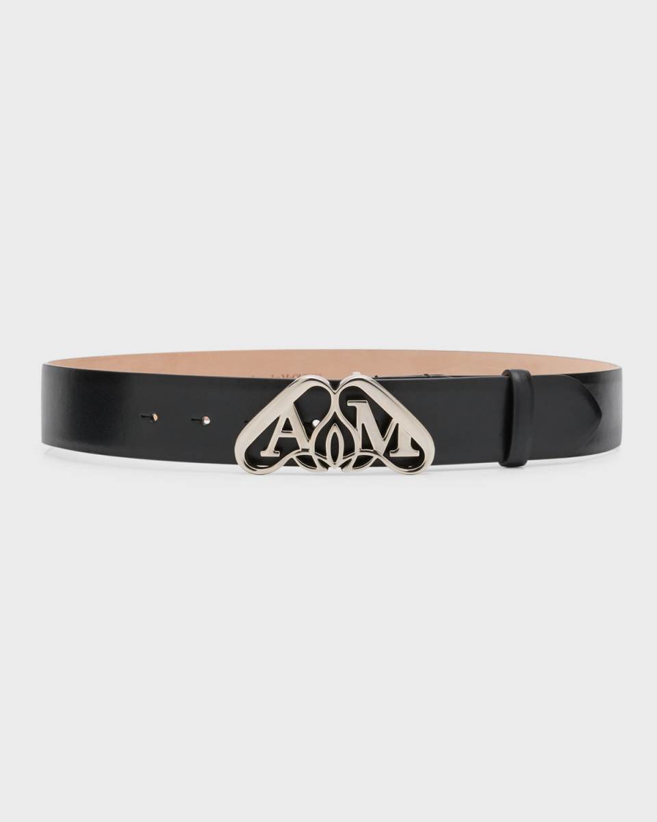 4 cm Leather Belt with Logo Buckle