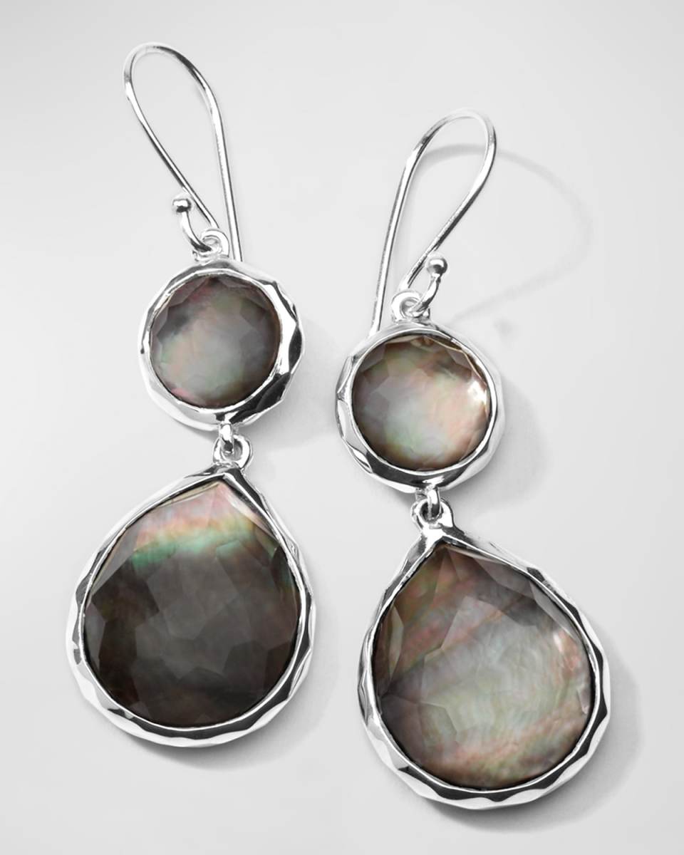 Black Shell Doublet Mini Teardrop Snowman Earrings