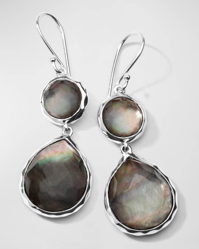 Black Shell Doublet Mini Teardrop Snowman Earrings
