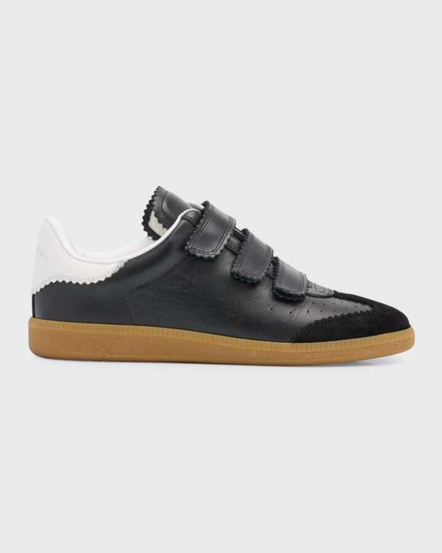 Beth Perforated Leather Grip-Strap Sneakers