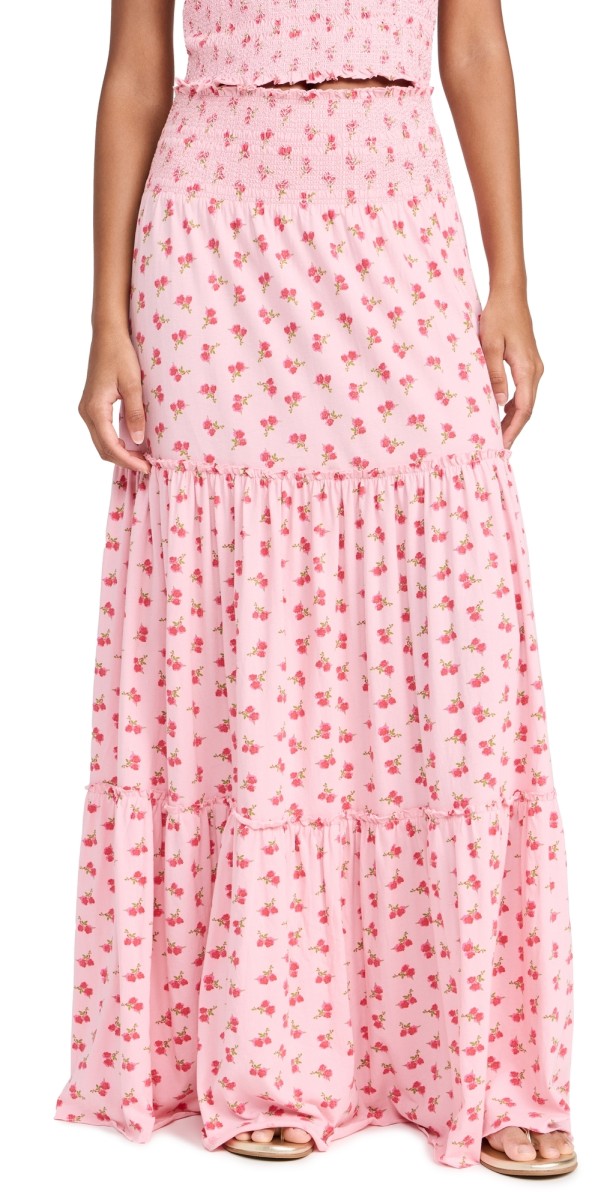 LoveShackFancy Phia Skirt Cherry Pink