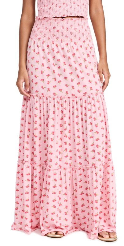 LoveShackFancy Phia Skirt Cherry Pink