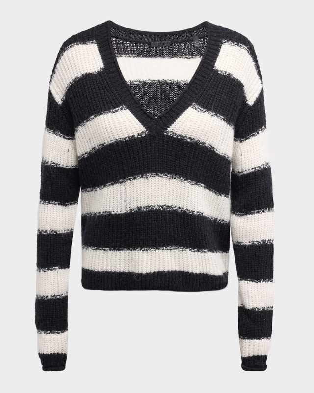 Striped Wool V-Neck Sweater