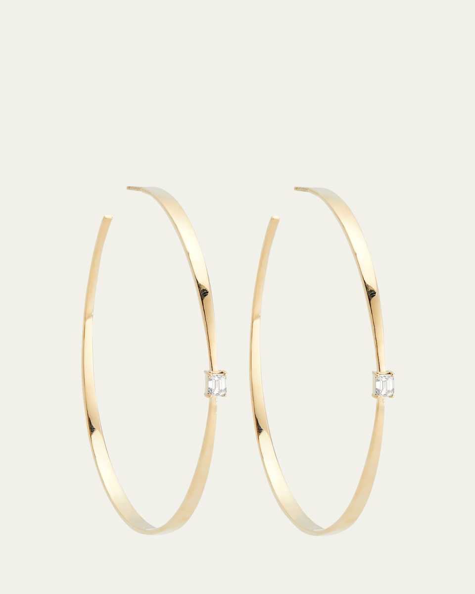 Medium Solo Emerald Graduating Hoop Earrings, 62mm
