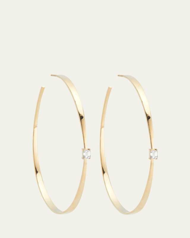 Medium Solo Emerald Graduating Hoop Earrings, 62mm