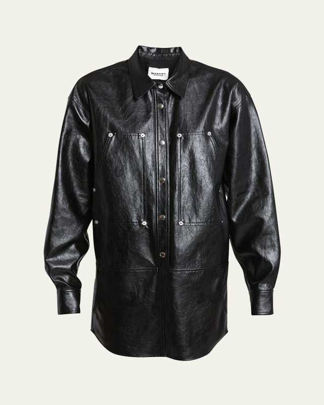 Ayali Faux Leather Mini Shirtdress