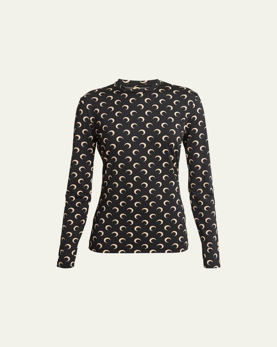 Regenerated Moon-Print Jersey Top