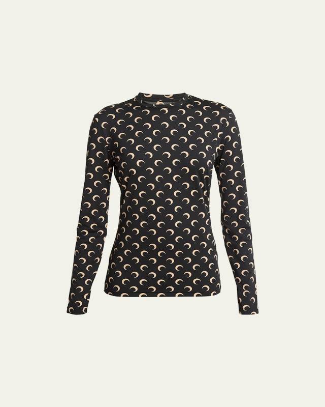 Regenerated Moon-Print Jersey Top