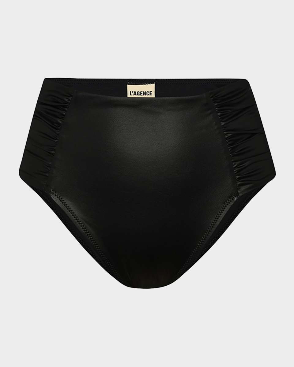 Luxe Leather Vanessa High-Waist Bikini Bottoms