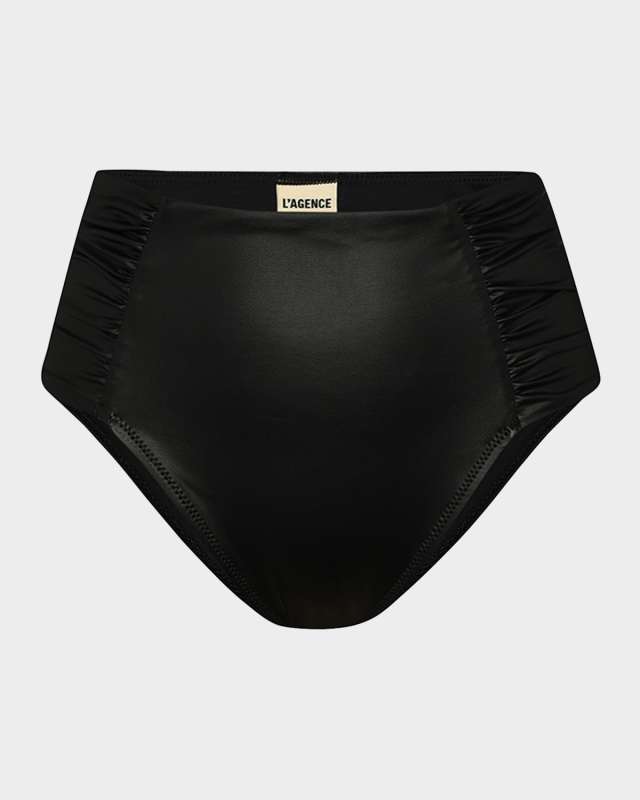 Luxe Leather Vanessa High-Waist Bikini Bottoms