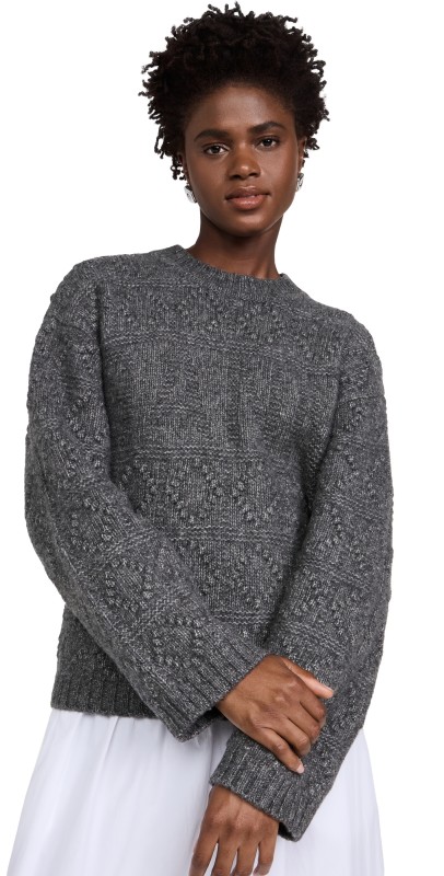 GANNI Wool Cotton Bubble Sweater Phantom