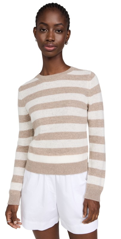 Jumper 1234 Stripe Cashmere Crew Sweater Light Brown Cream
