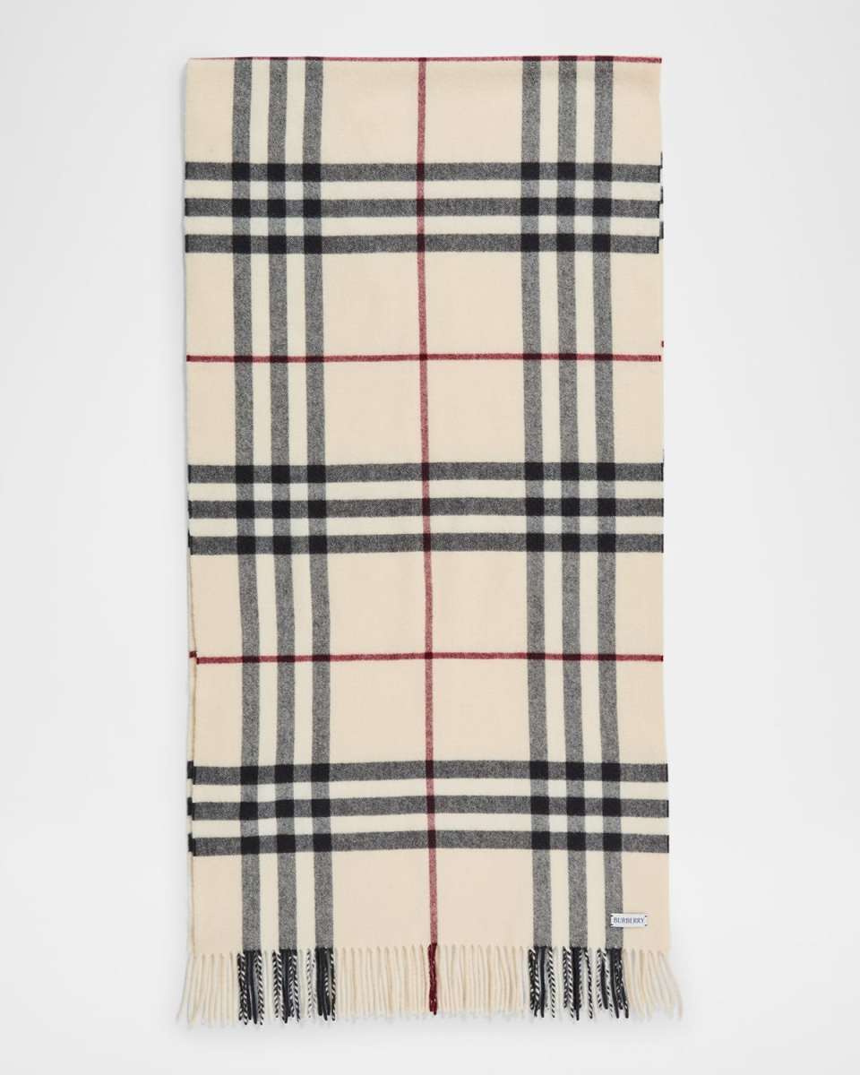Washed Giant Check Cashmere Scarf