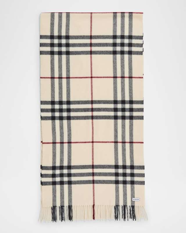 Washed Giant Check Cashmere Scarf