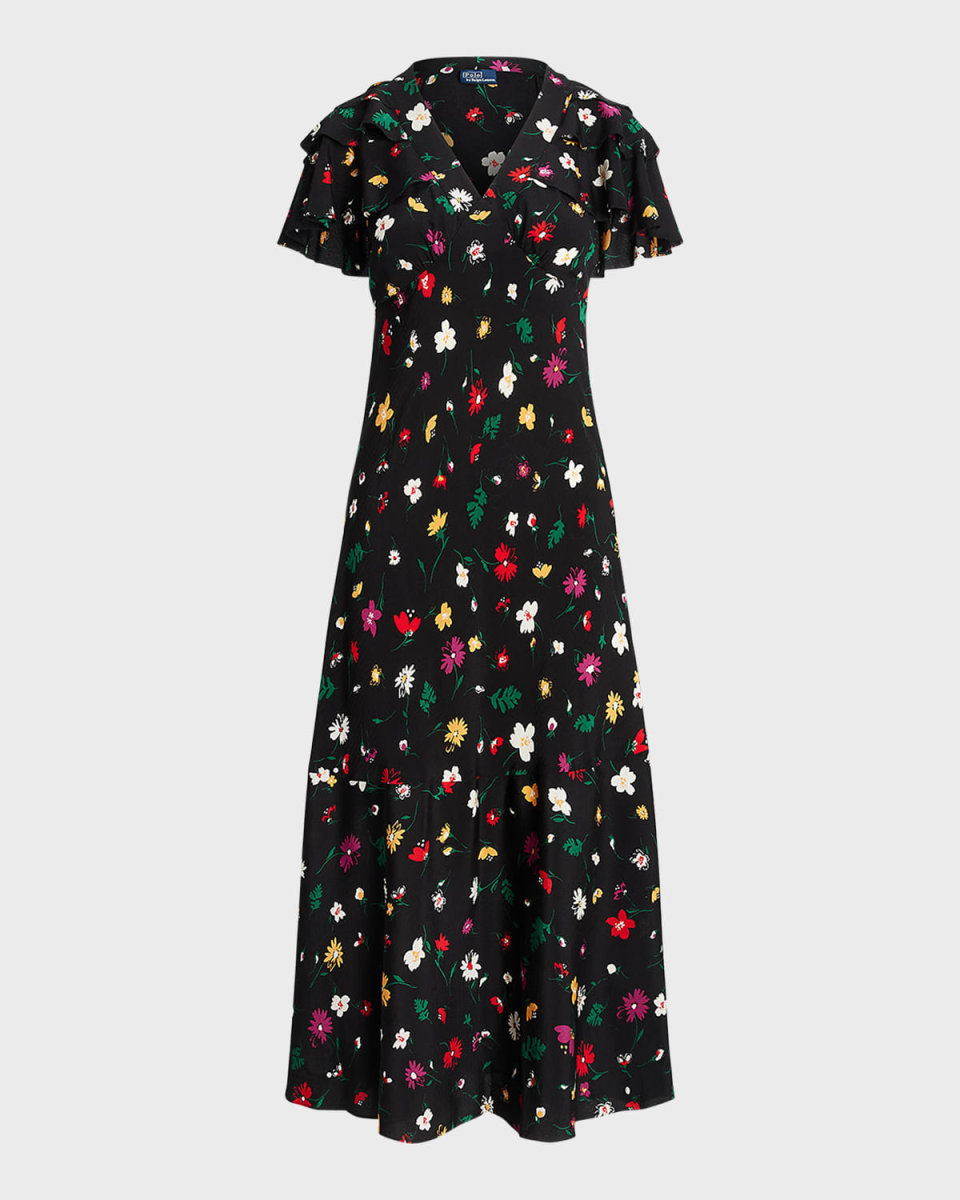 Floral Silk Crepe Dress