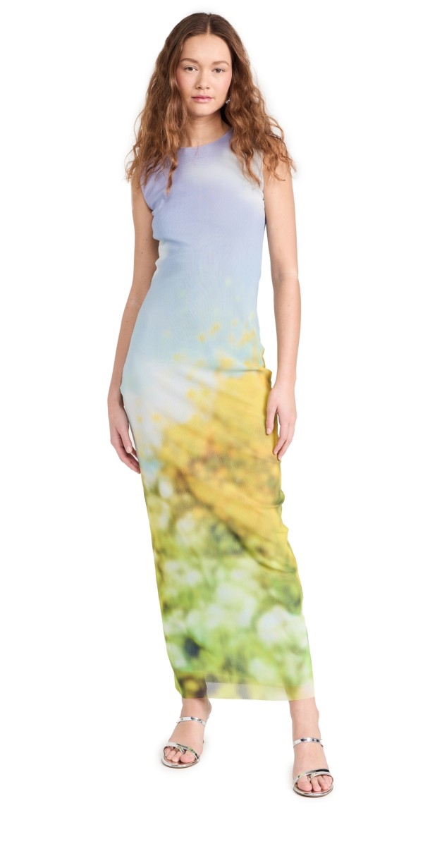Acne Studios Eflora Blurry Landscape Dress Purple/Yellow