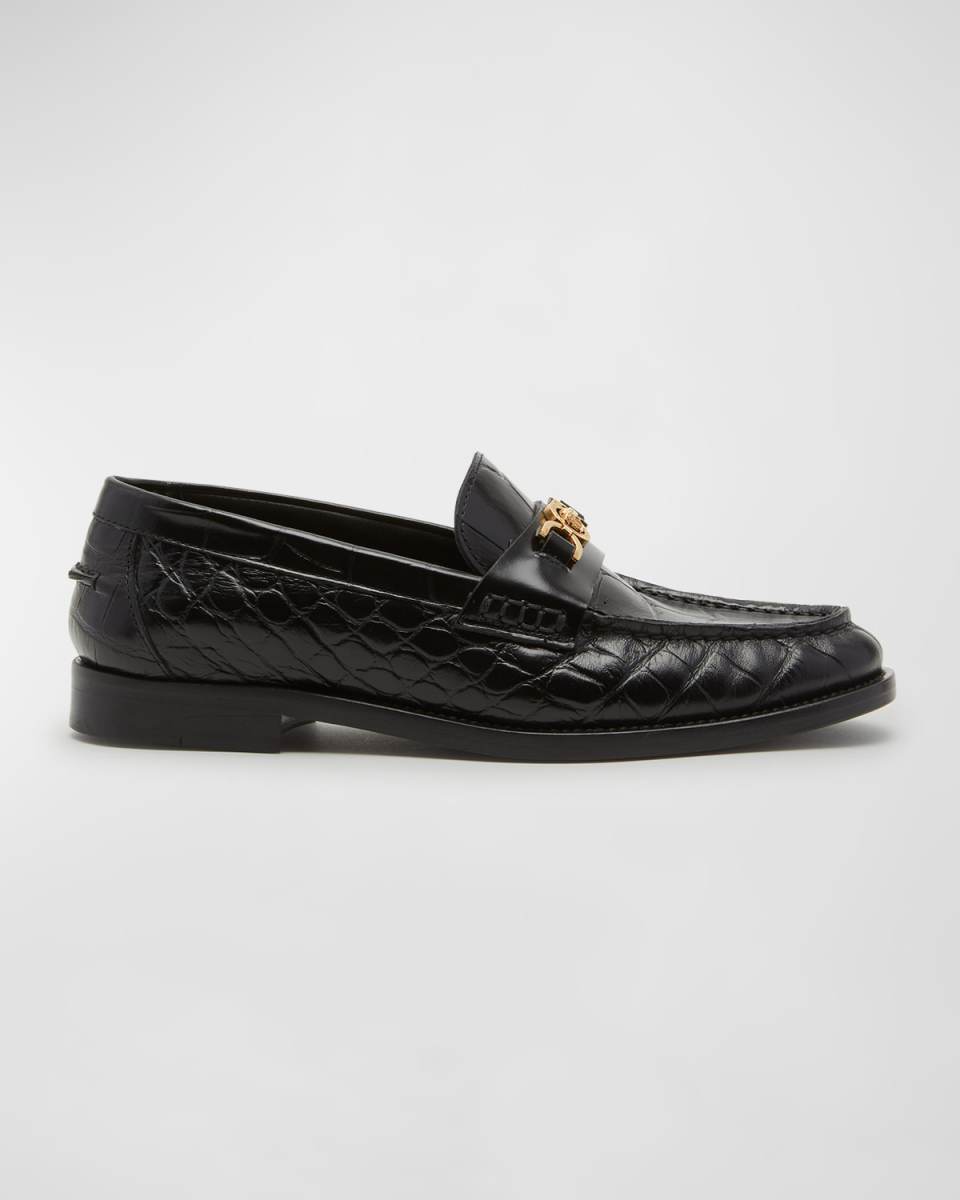 Medusa Croco Slip-On Loafers