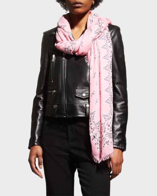 Paisley Cashmere-Blend Bandana Scarf