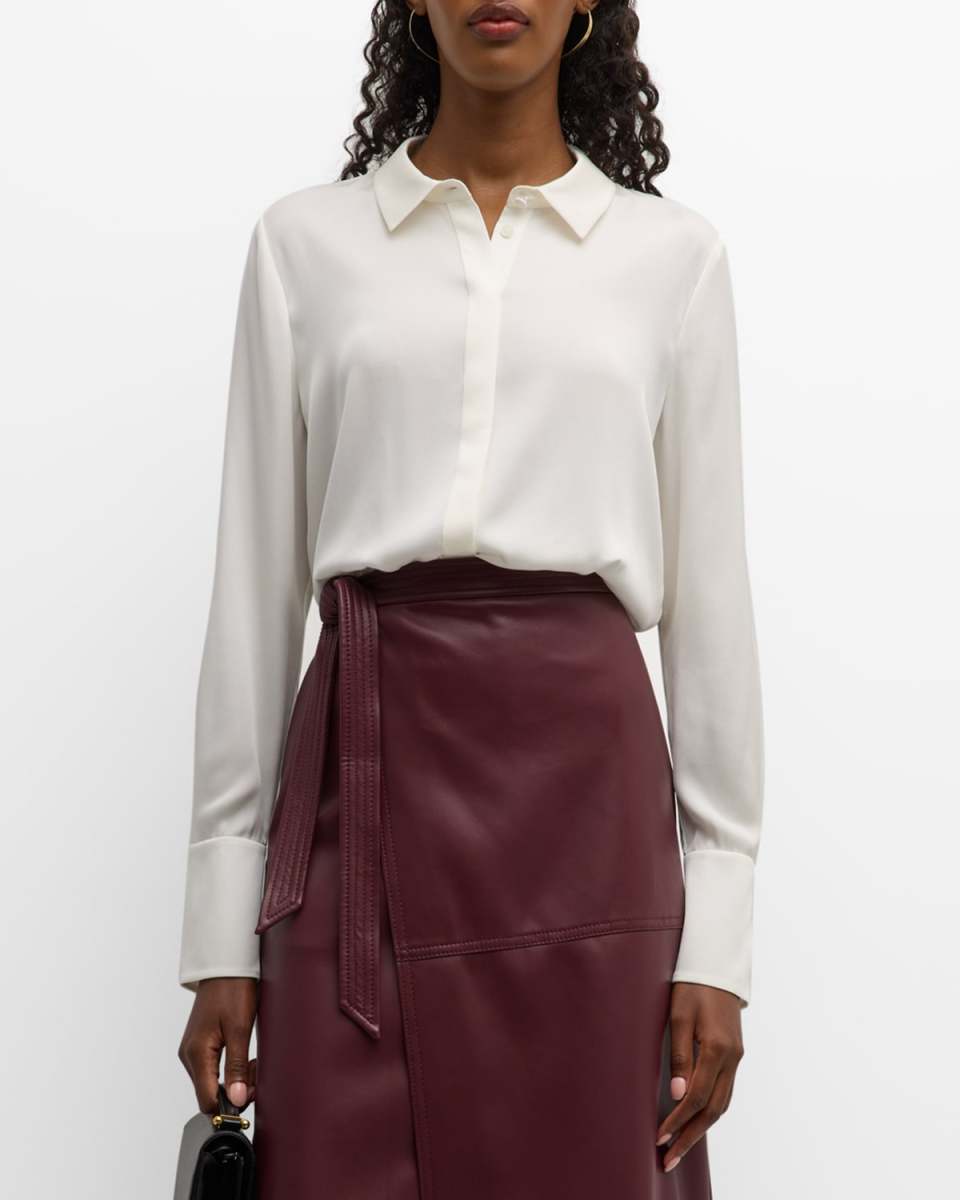Larissa Split-Cuff Button-Down Blouse