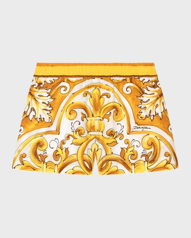 Boy's Majolica-Print Shorts, Size 8-14