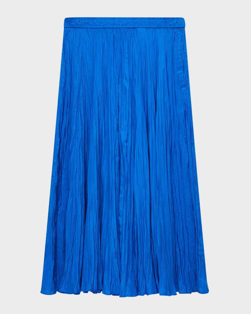 Sully Crinkled Habotai Silk Midi Skirt
