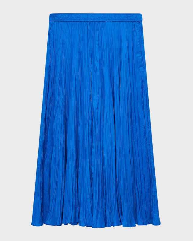 Sully Crinkled Habotai Silk Midi Skirt