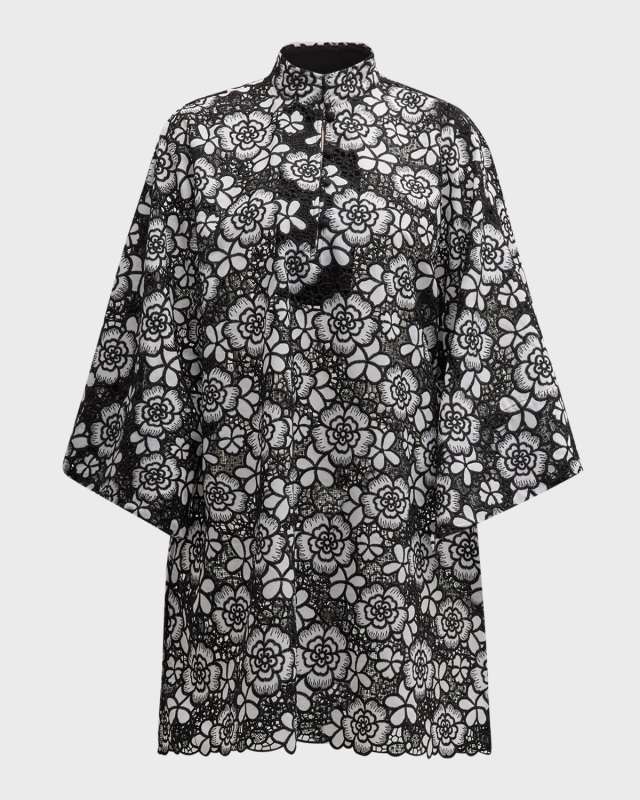 Floral Lace Mini Caftan