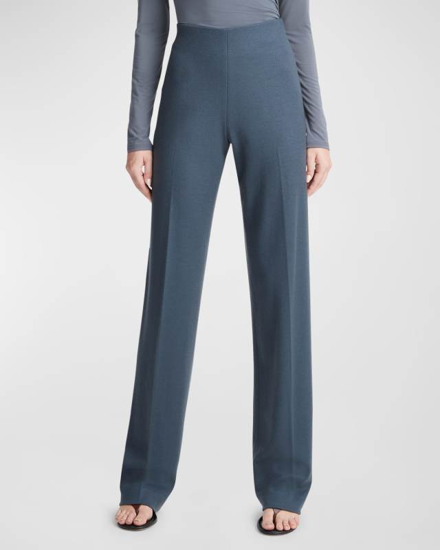 High-Rise Wool-Blend Wide-Leg Pants