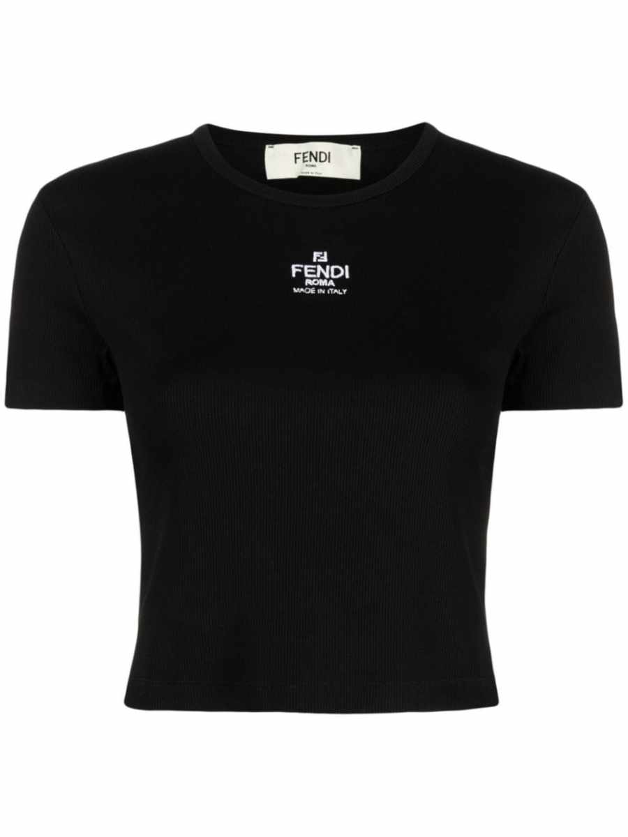 logo-embroidered cropped cotton-blend T-shirt