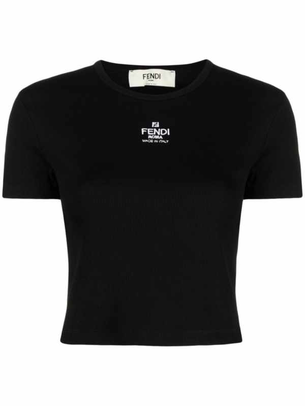 logo-embroidered cropped cotton-blend T-shirt