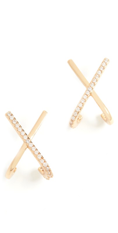 SHASHI Kriss Kross Earrings Gold/Clear