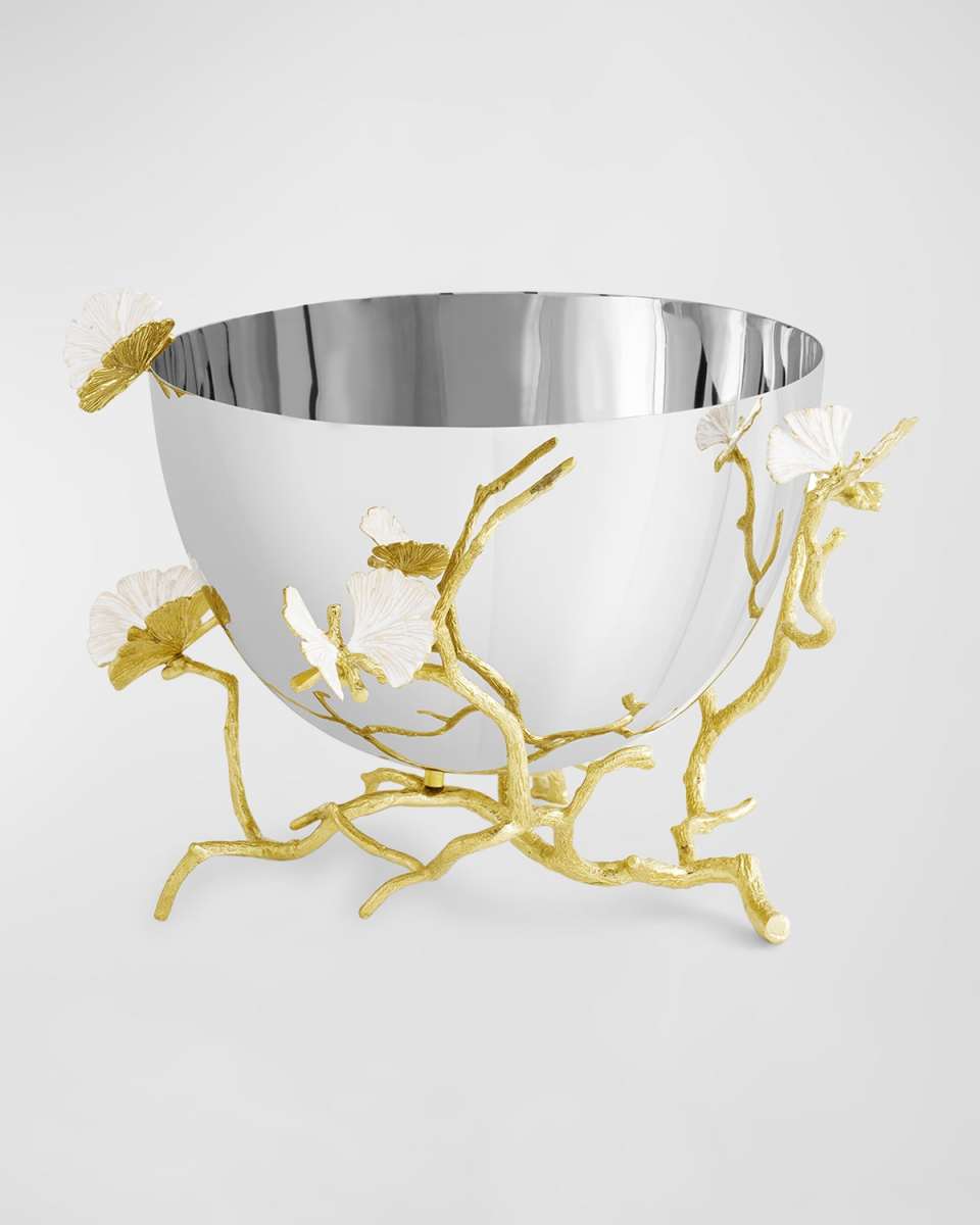 Butterfly Ginkgo White & Gold Serving Bowl