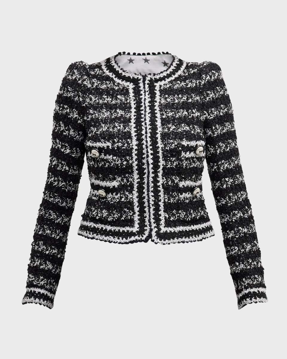 Stripe Tweed Sequined Jacket