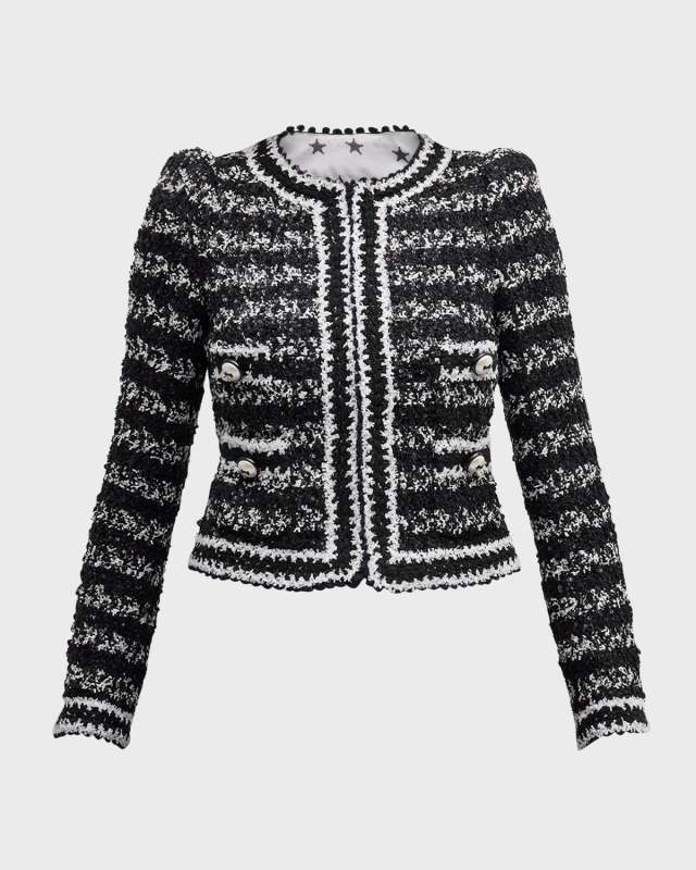 Stripe Tweed Sequined Jacket