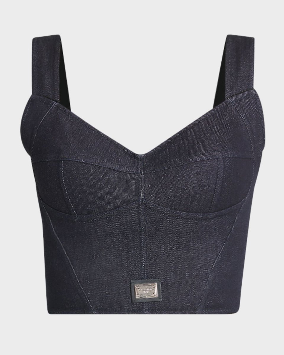 Sleeveless Denim Crop Corset Top