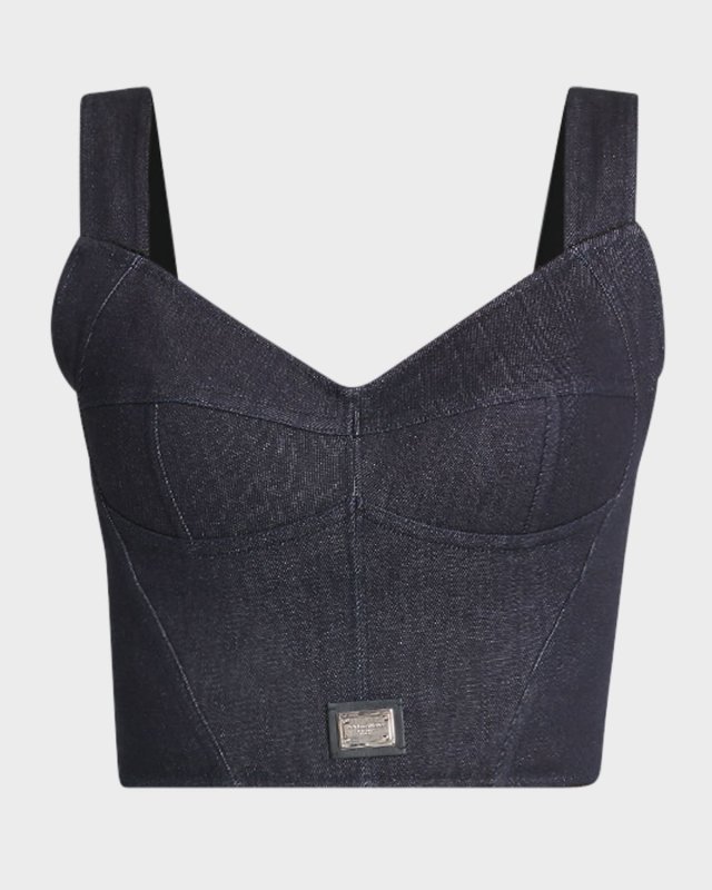 Sleeveless Denim Crop Corset Top