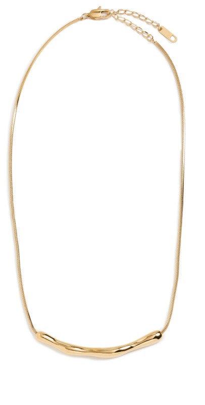 By Adina Eden Solid Curved Bar Snake Chain Necklace Gold