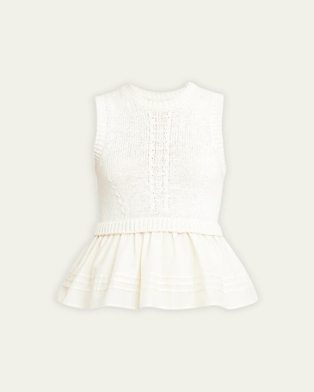Edda Combo Knit Sleeveless Peplum Top