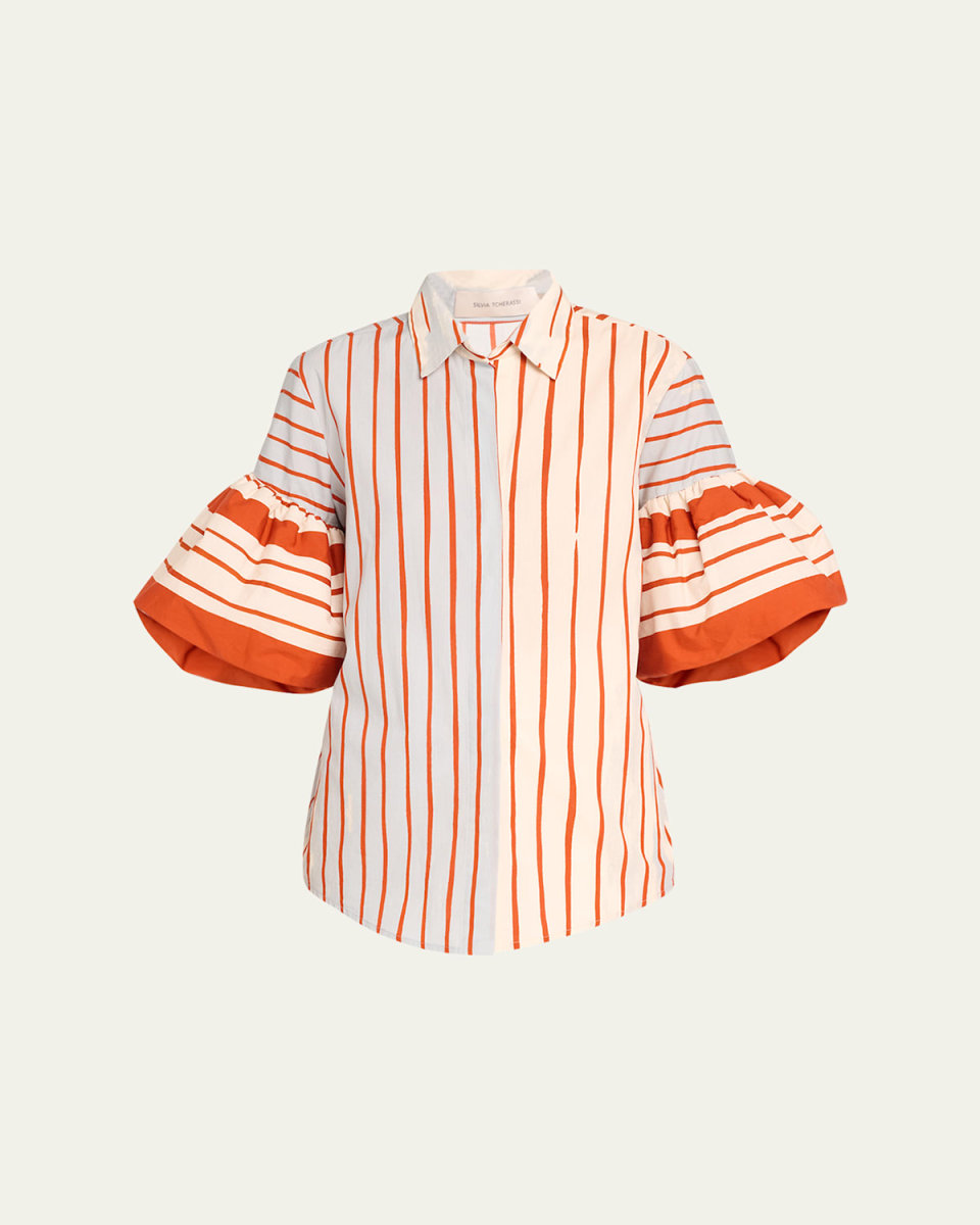 Sausalito Sunset Striped Helina Voluminous Blouse