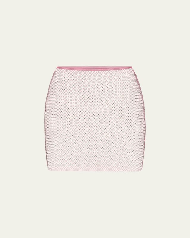 Stretch Net Crystal-Embellished Mini Skirt