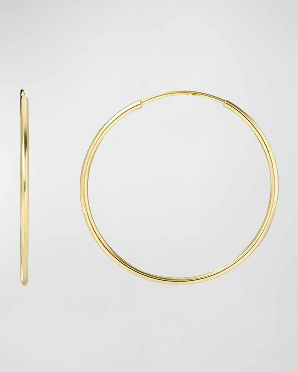 14K Gold Medium Thread Hoop Earrings