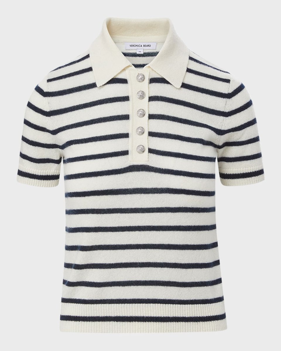 Brandt Stripe Cashmere Polo Shirt