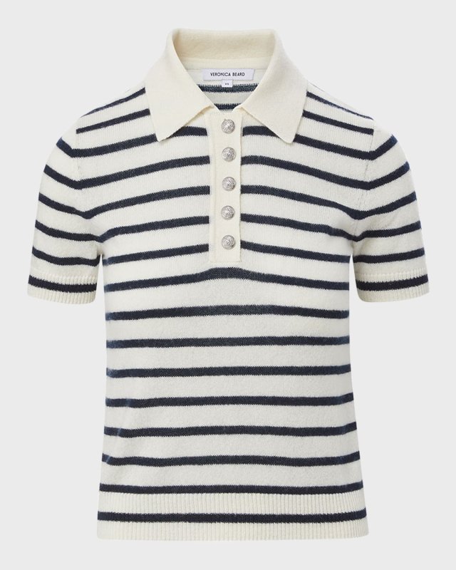 Brandt Stripe Cashmere Polo Shirt