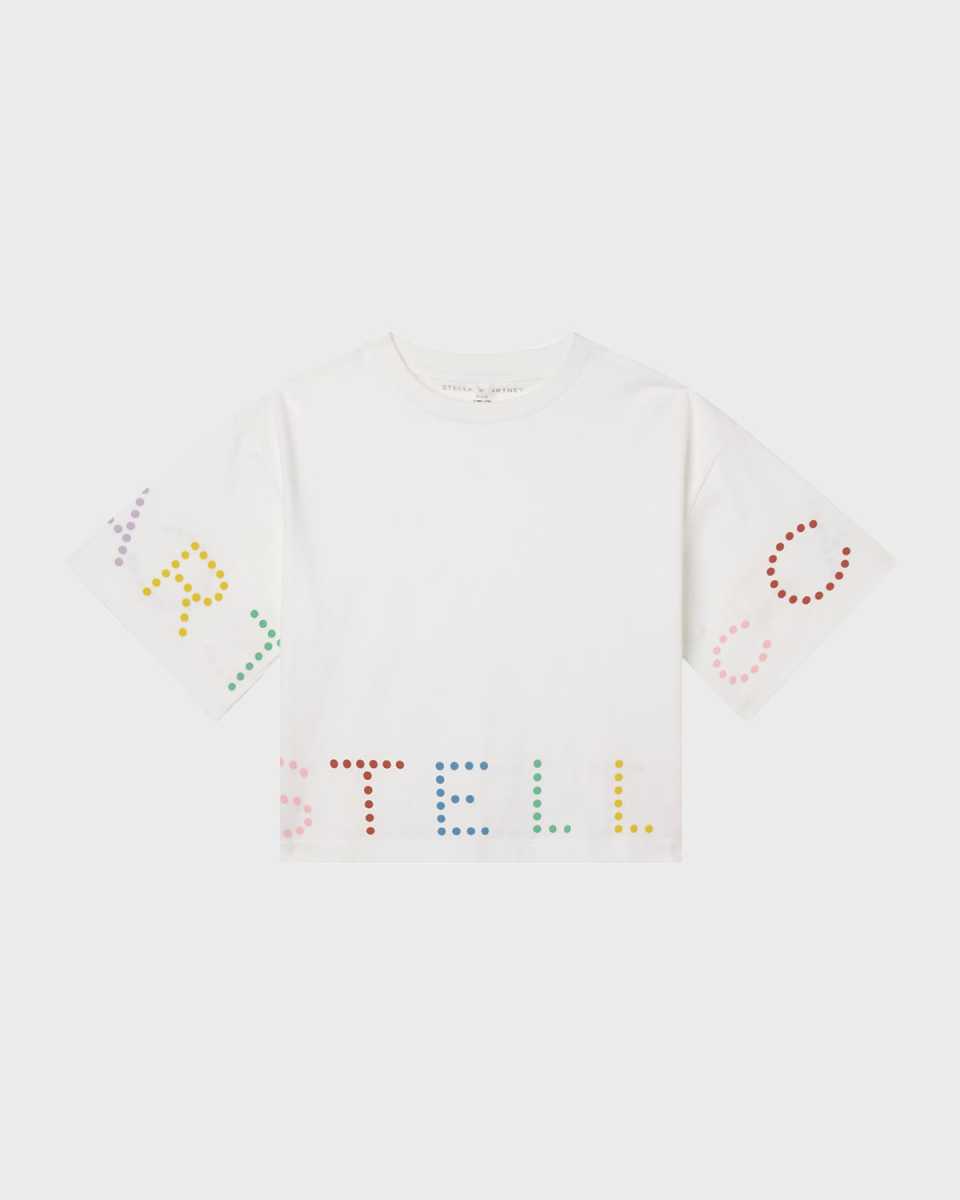 Girl's Multicolor Dotted Logo-Print T-Shirt, Size 4-10
