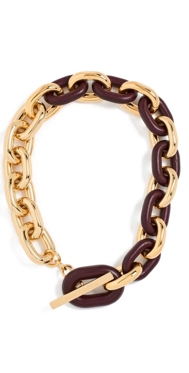 rabanne XL Link Necklace Gold/Burgundy