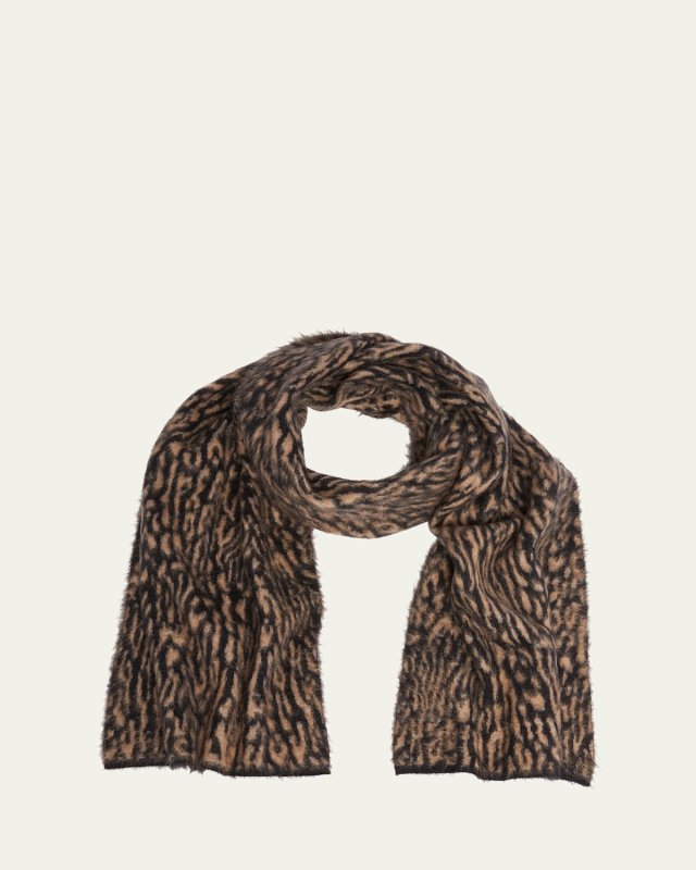 Leopard Mohair and Wool Scarf