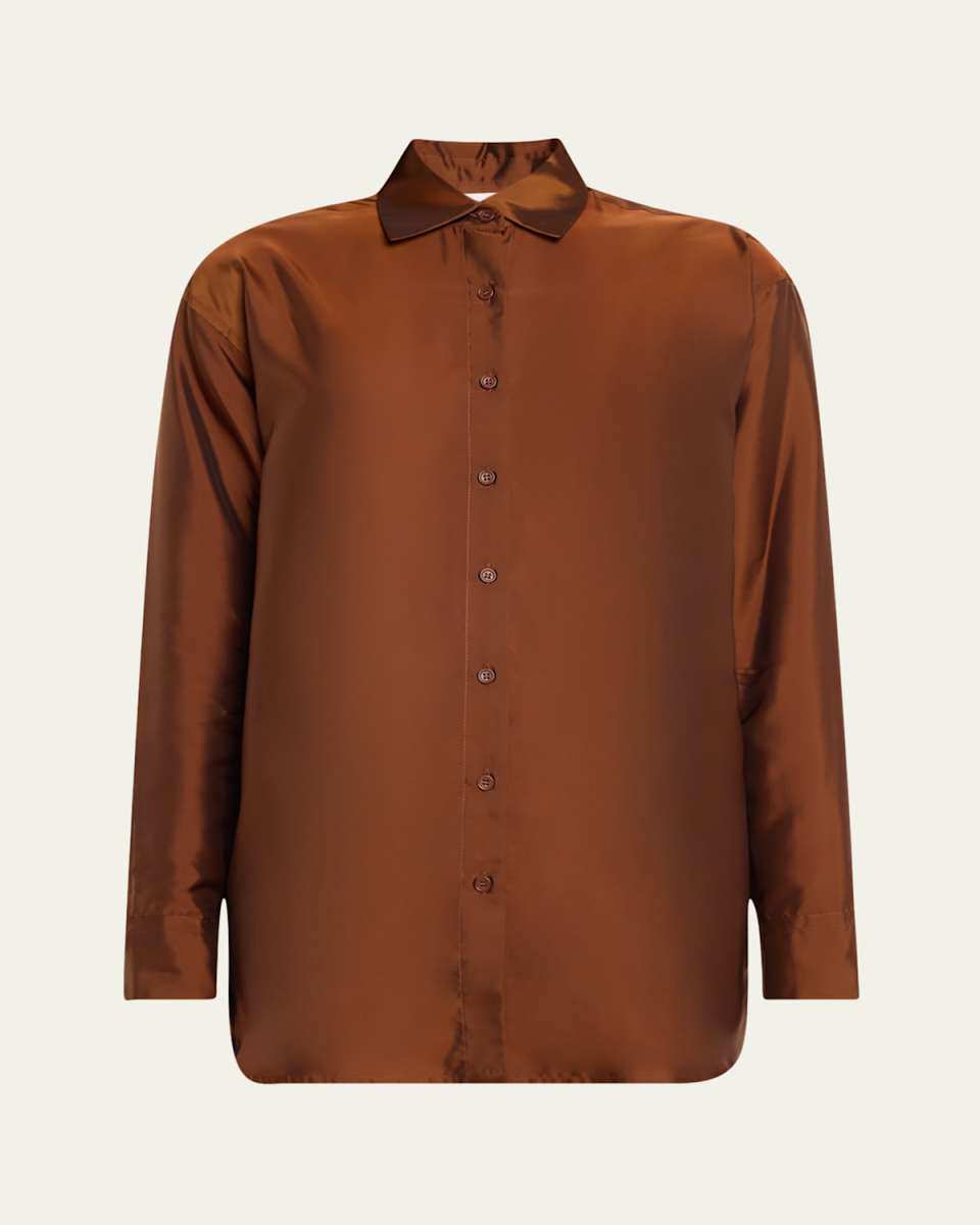 Lined Loose Button Down Blouse